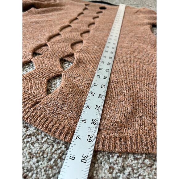 PQLA Brown Sweater, back cut outs, front detail, M/L, High-Low, Fall, Warm - Picture 9 of 9